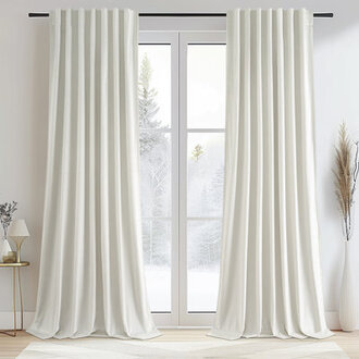 Ike Velvet 100 Blackout Curtains  Back Tab Hooks DrapesRoom Darking Thermal Insulated DrapesSet of 2With Hooks