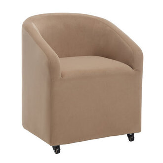 Upholstered Barrel Back Dining Chair With Swivel Casters Modern Arm Side Chair For Dining RoomKitchen Set Of 1