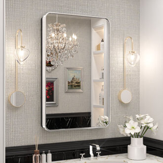 Gervon Rectangle Recessed or Surface Medicine Cabinet with Shelves and Mirror