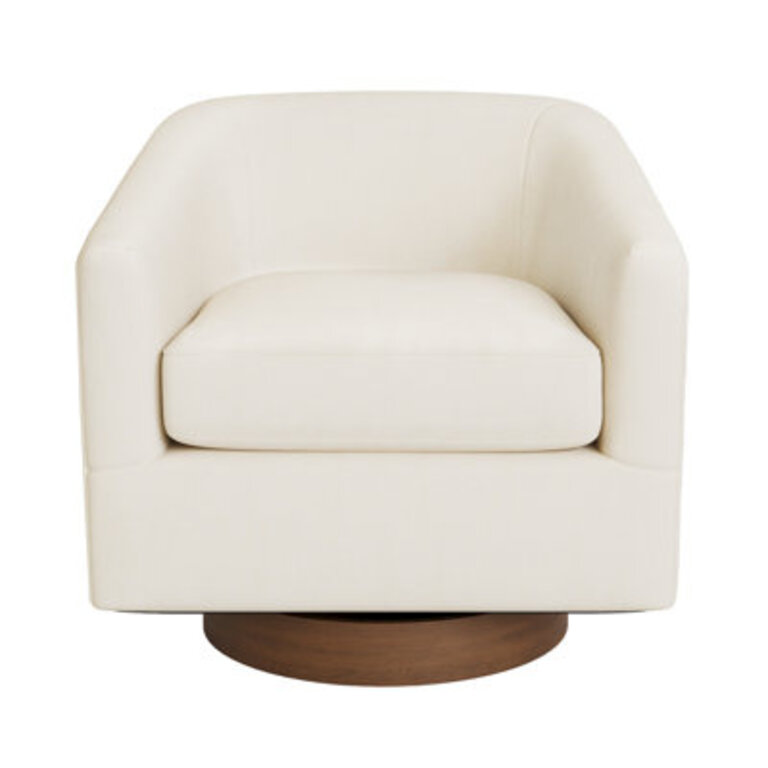 Forno Upholstered Swivel Barrel Chair With Wood Base