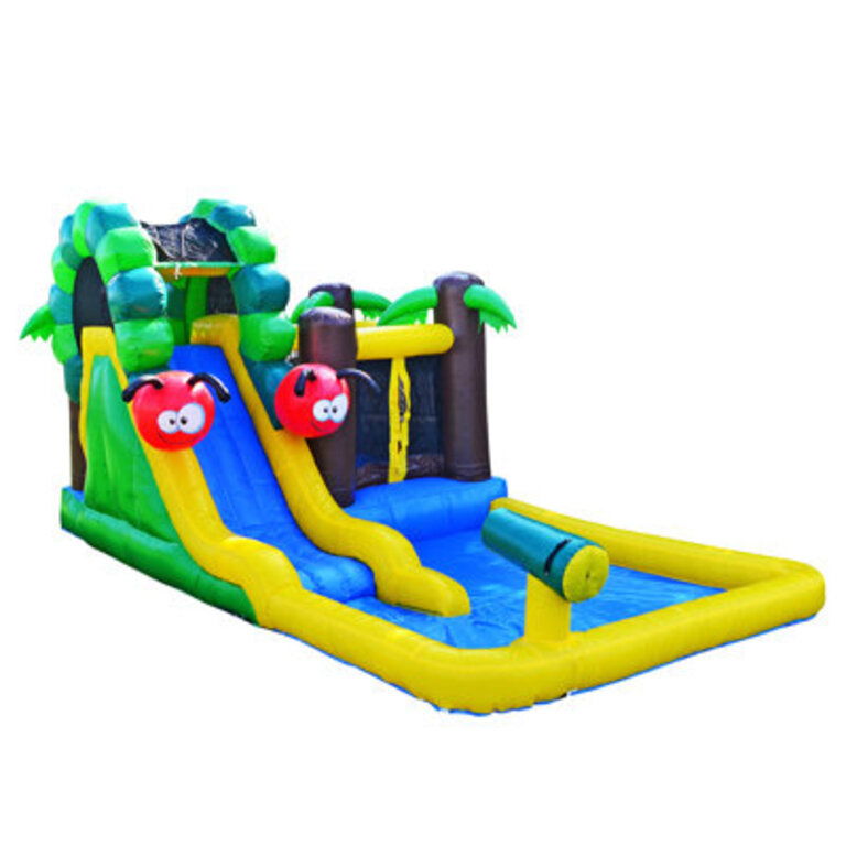 JumpOrange Caterpillar Water Slide and Bounce House for Kids with Blower and Water Cannon