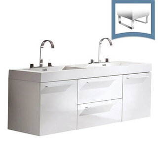 Fresca Opulento 54 Wall Mounted Double Sink Bathroom Vanity Set