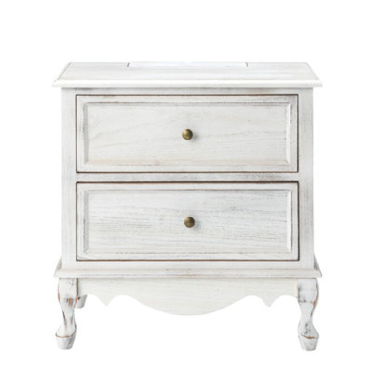 Lundgren Transitional 24 Tall 2 - Drawer Nightstand with Wood Legs and Charging Station Space