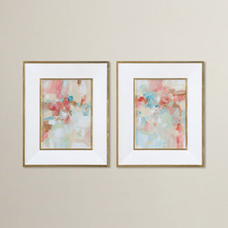 A Touch Of Blush And Rosewood Fences  by Grace Feyock 2 - Pieces Painting Print