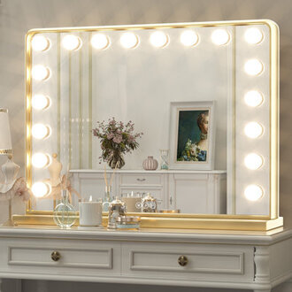 Jahziyah LED Lighted Hollywood Makeup Mirror Vanity Mirror with Dimmable  Memory Function