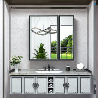 Lunara Recessed  Surface Framed 2 Door Medicine Cabinet with Mirror and Shelves