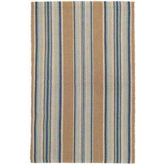 Blue Heron Stripe Handwoven Cotton Rug