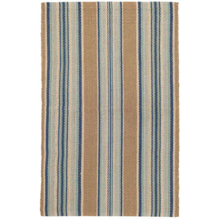 Blue Heron Stripe Handwoven Cotton Rug