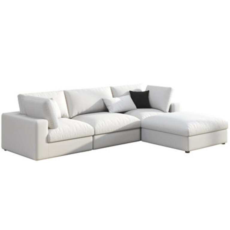 Modechai Sectional Sofa 114 Down Filled Sofa 4 Seats L Shaped Couch with Chaise Ottoman