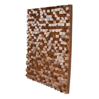 Mango Wood Handmade 3D Cube Inspired Geometric Brown Wall Decor