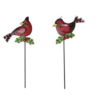 Metal Cardinal Garden Stake Set