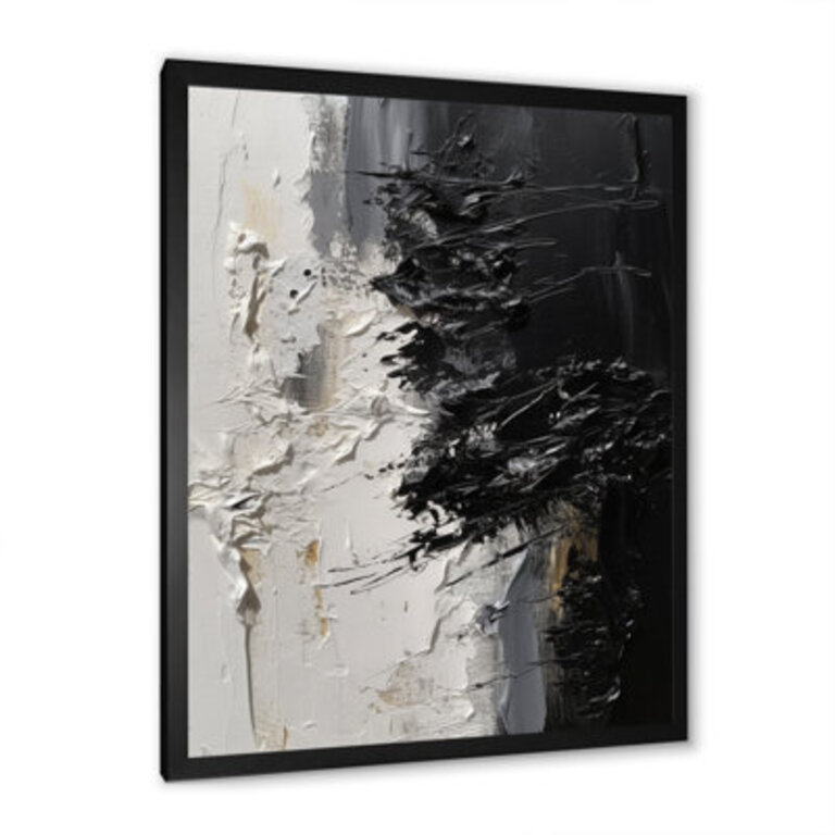 White And Black Tranquility Unleashed II - Abstract Marble Framed Canvas Print