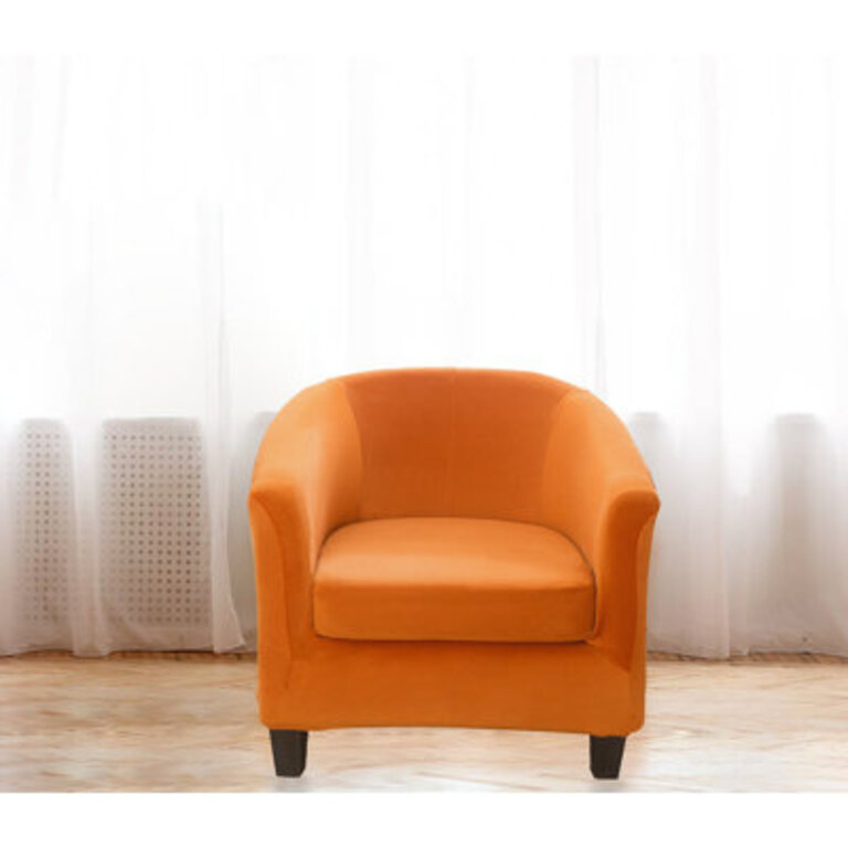 Devrick Velvet Cafe Chair Slipcovers With Box Cushion Covers - Elegant Bathtub Armchair Design