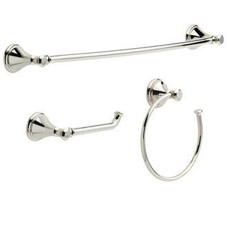 Cassidy 3-Piece Bath Hardware Set with 24 in Towel Bar Toilet Paper Holder Towel Ring