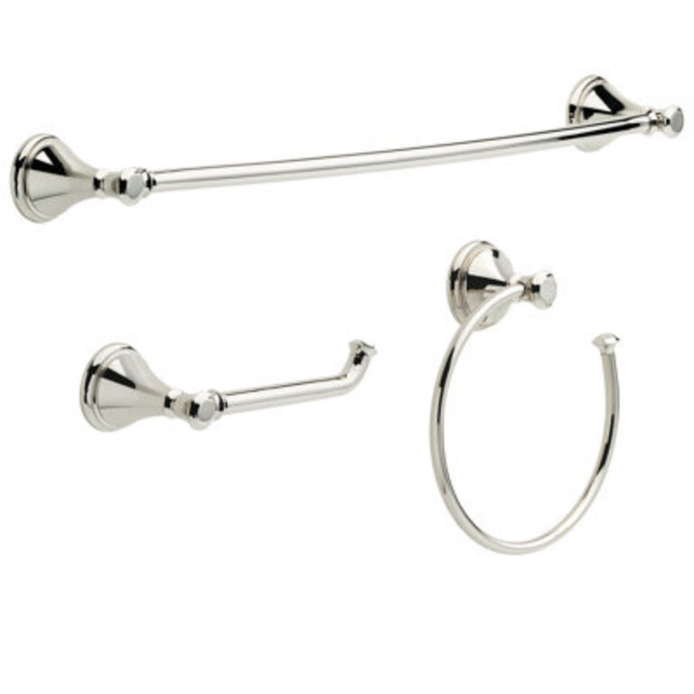 Cassidy 3-Piece Bath Hardware Set with 24 in Towel Bar Toilet Paper Holder Towel Ring