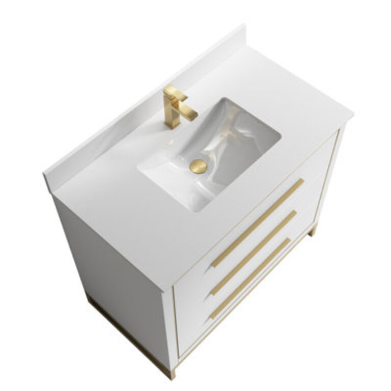 Genai 40 Single Bathroom Vanity with Stone Top