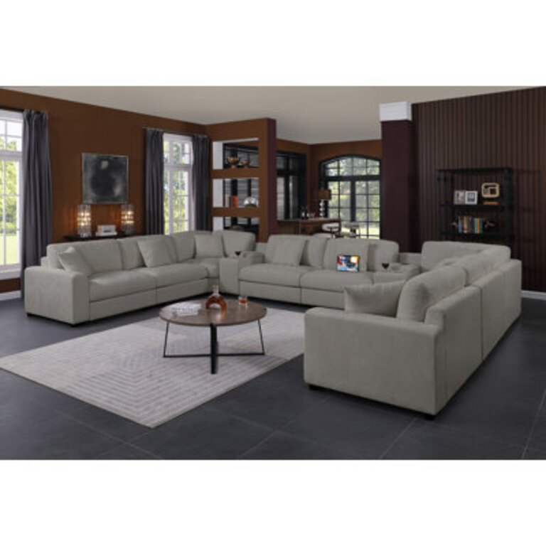 Modern Upholstered Cloud Modular Corner Sectional Sofa With Two Consoles