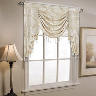 Damask Window Valance in Beige