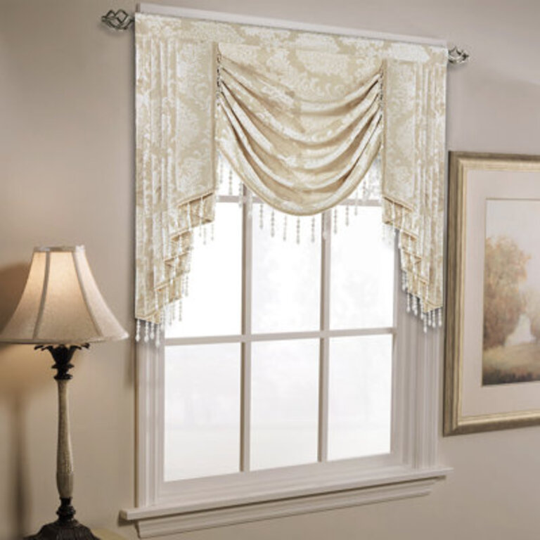 Damask Window Valance in Beige