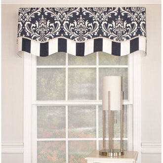 Ozbourne Cotton Blend Damask Scalloped Window Valance