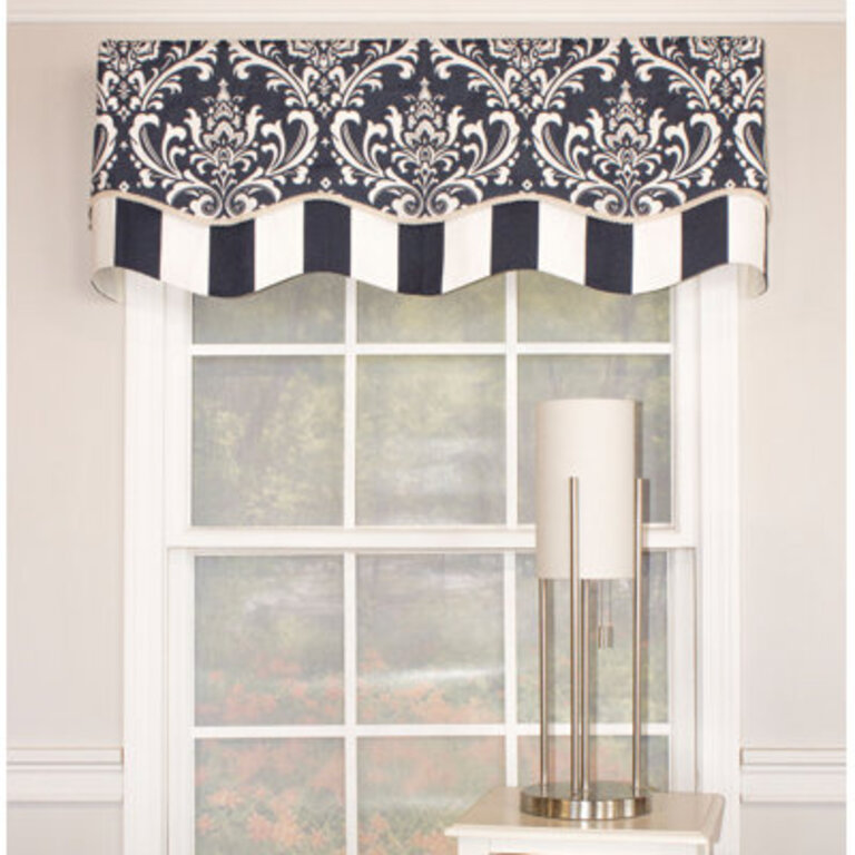Ozbourne Cotton Blend Damask Scalloped Window Valance