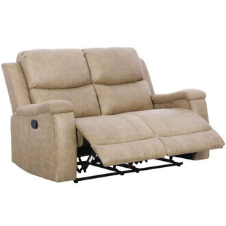 Ilkeston 61 Wide Vegan Leather Manual Reclining Loveseat Sofa 2-Seater Recliner Couch with Cup Holders