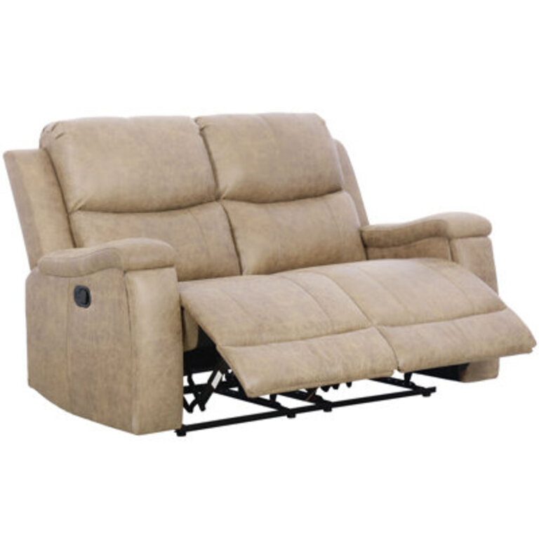 Ilkeston 61 Wide Vegan Leather Manual Reclining Loveseat Sofa 2-Seater Recliner Couch with Cup Holders