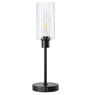 Dimmable Glass Table Lamp with Touch Control and USB Ports