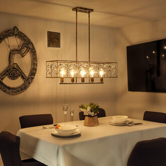 Malex 5 - Light Dimmable Kitchen Island Linear Chandelier