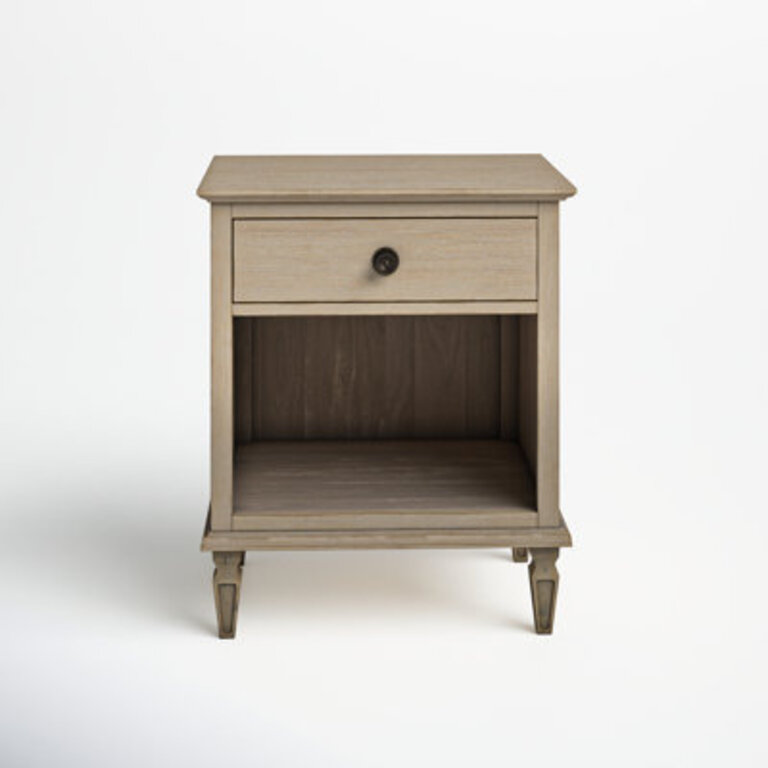 VIctoria One-Drawer Wood Nightstand with Shelf