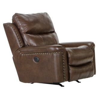 Hildi Top Grain Italian Leather Match Power Recliner with USB Charging Port
