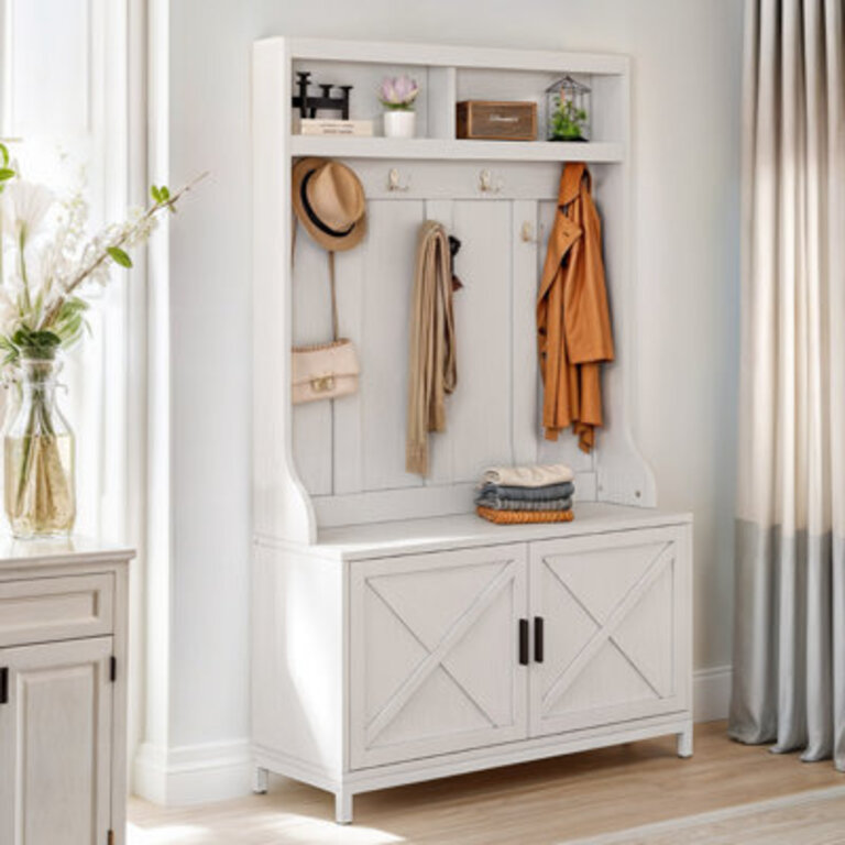 Husta Hall Tree 394 Wide with Bench and Shoe Storage