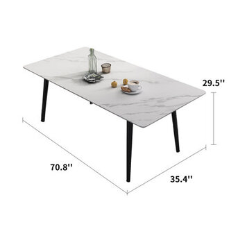 Catello Stone Top Metal Base Dining Table
