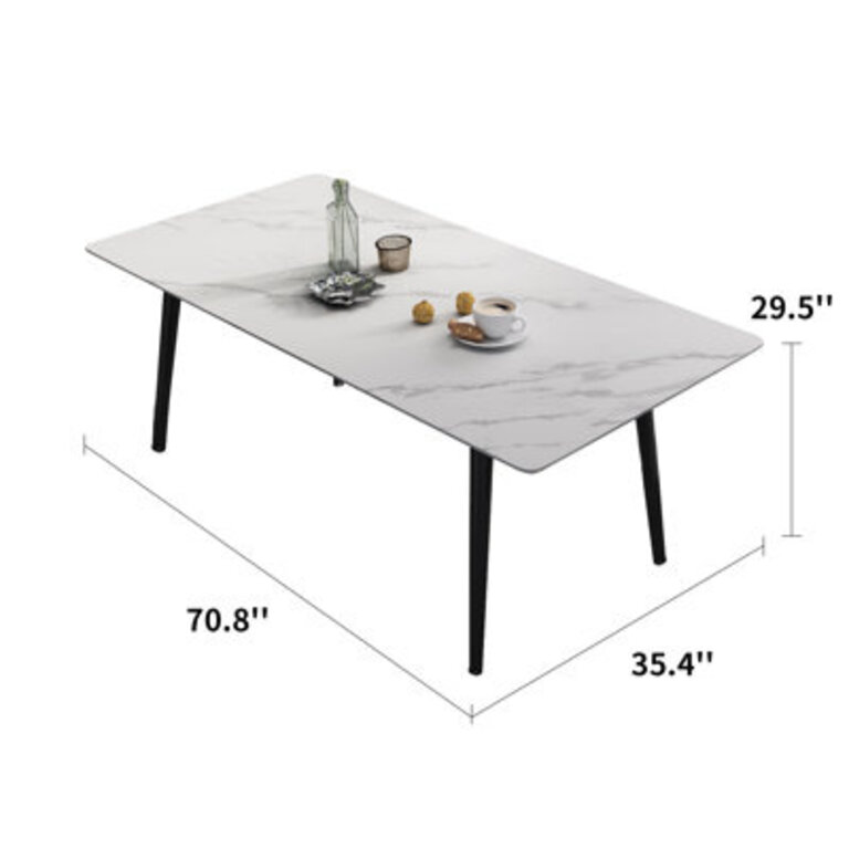 Catello Stone Top Metal Base Dining Table