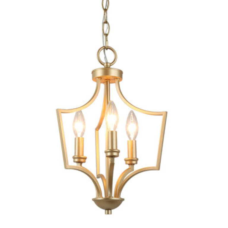 Aldrich 3 - Light Lantern Geometric Gold Dining Room Pendant ETL Certified