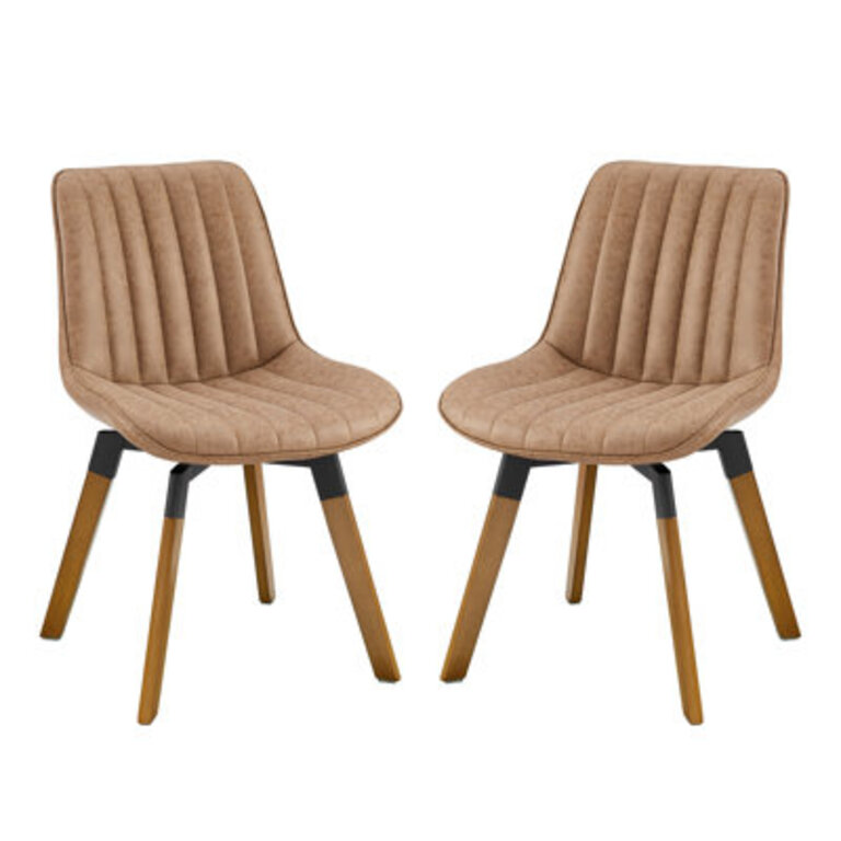 Bishaan Tufted Faux Leather Upholstered Swivel Dining Side Chair