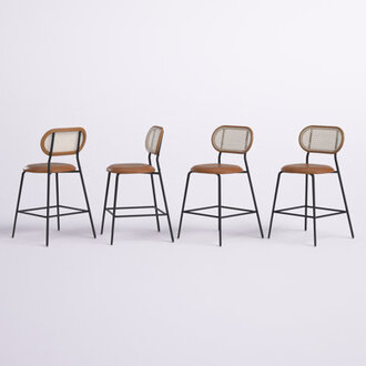 Oglethorpe Upholstered Leather Bar  Counter Stool