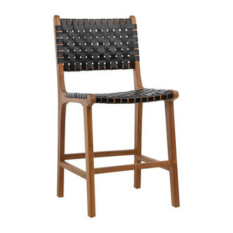 Upholstered Counter Stool with Solid Wood Frame