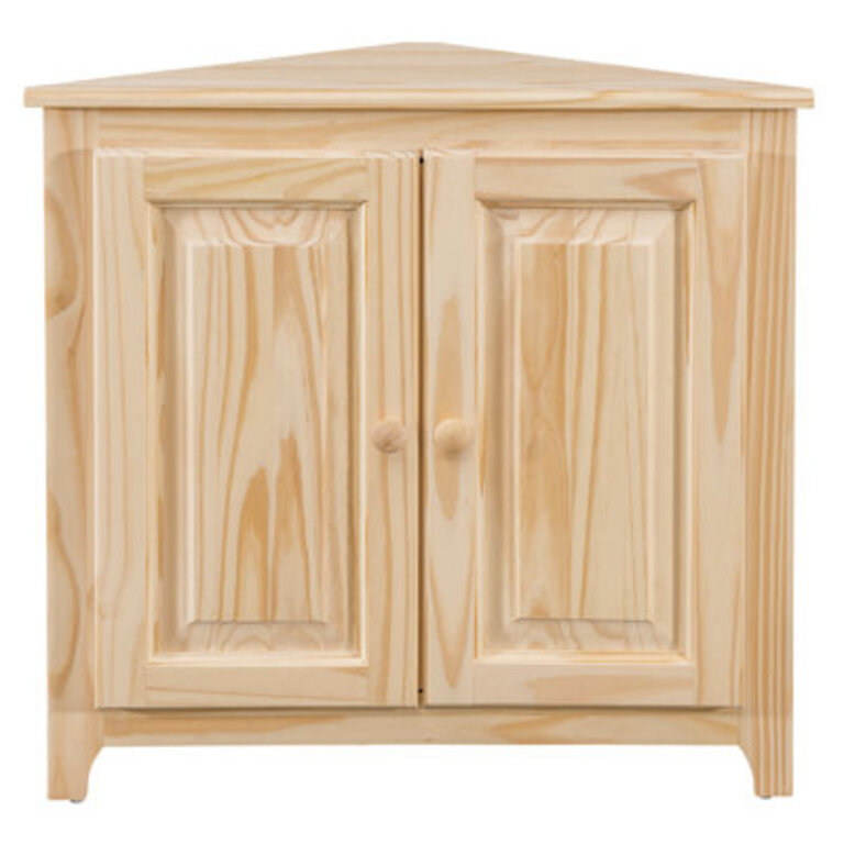 Haelynn Solid Wood 2-Door Corner Cabinet in Unfinished