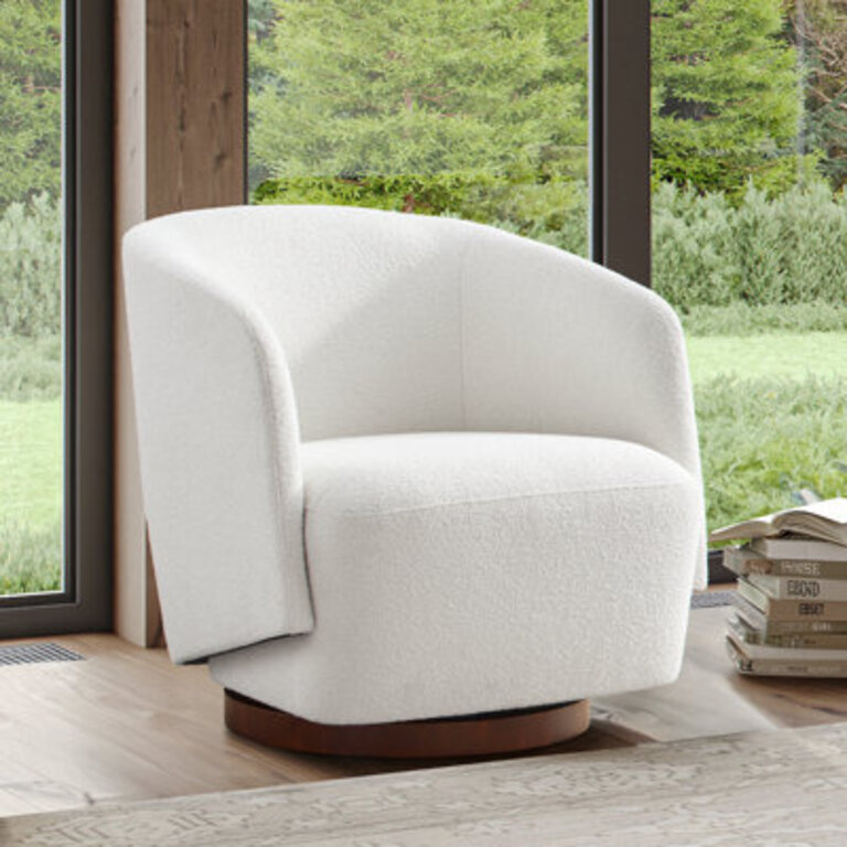 Caysey Boucle Upholstered Swivel Accent Chair