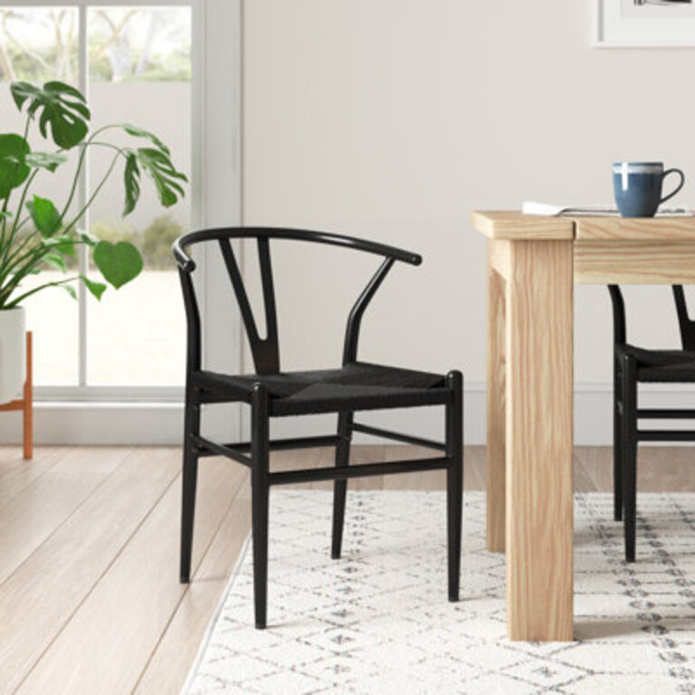 Hedon Woven Mid-Century Modern Dining Chairs With Y-Shaped Backrest