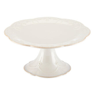 French Perle White Pedestal Cake Plate