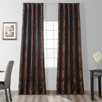 Ballsallagh Baroque Floral  Faux Silk Jacquard  Room Darkening Window Curtain -Single Panel