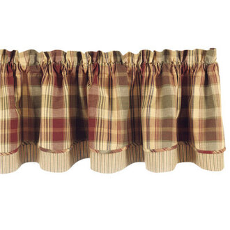 Alcinia Plaid Cotton Tailored Window Valance in RedGreenBeige