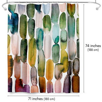 Americanflat 71x74 Shower Curtain - Abstract Design - Watercolor Strokes by Lisa Nohren