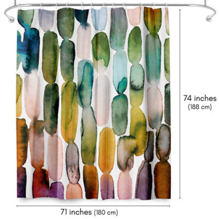 Americanflat 71x74 Shower Curtain - Abstract Design - Watercolor Strokes by Lisa Nohren