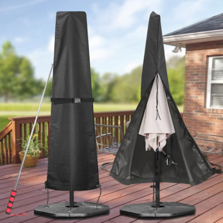 Patio Umbrella Parasol Cover - 600D Waterproof Outdoor Market Umbrella Cover - Fits Market Umbrella Up To 12 Feet