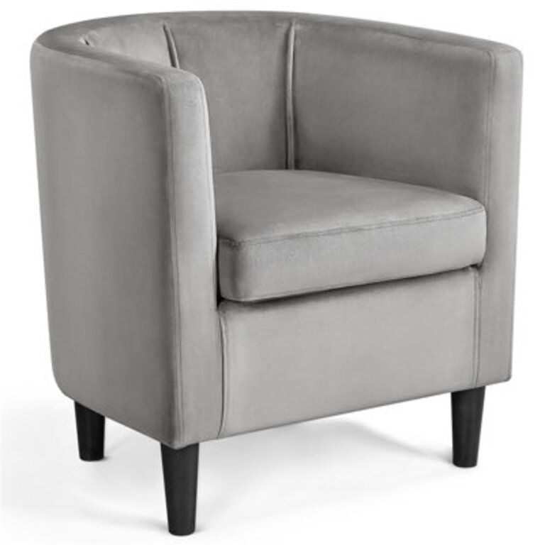 Barrel-Shaped Upholstered Velvet Chair