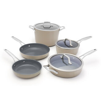 Calphalon Premier Ceramic Nonstick 8-Piece Cookware Set Mushroom Grey