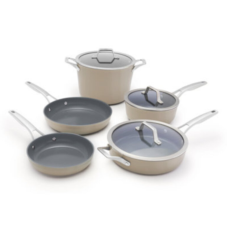 Calphalon Premier Ceramic Nonstick 8-Piece Cookware Set Mushroom Grey